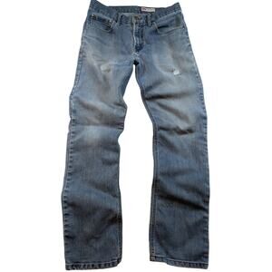 Wrangler Retro Jeans Men’s 32x31 Slim Straight Distressed Blue Western Cowboy